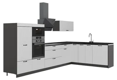 Image de Cuisine en angle Vicco Fame-Line Blanc campagne/Anthracite 347 x 207 cm sans PT, Model 63588