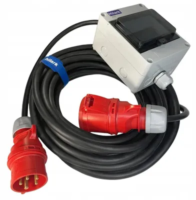 Produktbild von CEE Starkstrom-Verlängerungskabel mit FI-Schutzschalter 16A H07RN-F 5x2,5 im Baustromverteiler IP65 1m