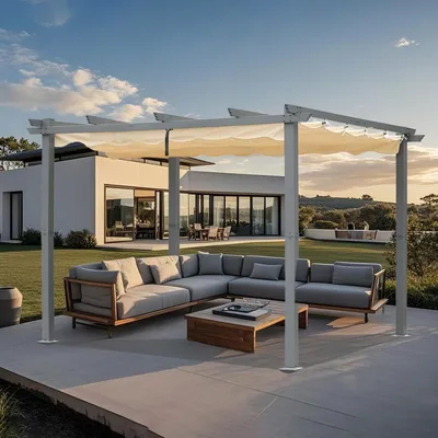 Immagine prodotto di Pergola in alluminio - Gazebo da giardino - Veranda - Tettoia - Padiglione da giardino - Tetto estendibile