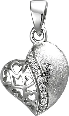 Produktbild von JOBO Anhänger Herz 925 Sterling Silber eismatt 9 Zirkonia Herzanhänger Silberanhänger