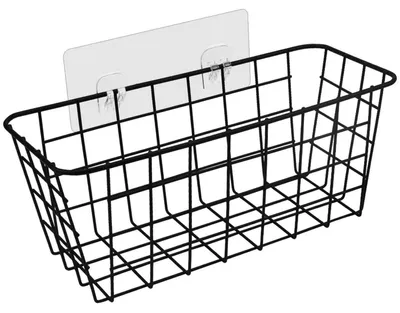 Produktbild von Duschkorb Metall Selbstklebend Ohne Bohren Schwarz 27.3 x 12.2 x 11.8 cm