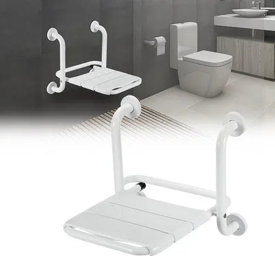 Image de Support mural - Rabattable - Réglable en hauteur - Blanc - 42 x 35 x 44 cm