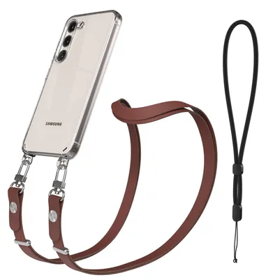 Produktbild von EAZY CASE Handykette magnetisch mit Handyhülle für Samsung Galaxy S23, Crossbody Handyband 1-1,90m verstellbar mit 2 Ösen in Braun