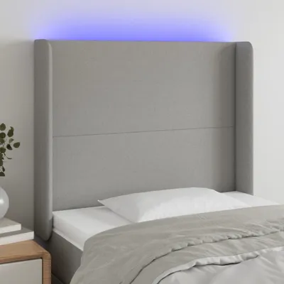 Produktbild von vidaXL LED Kopfteil Hellgrau 83x16x118/128 cm Stoff - LED Kopfteil - LED Kopfteile - Kopfteil - Bett-Kopfteil