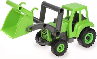 Produktbild von Lena 04213 EcoActives Traktor mit Frontlader, Nutzfahrzeug ca. 35 cm, robuster grüner Trecker mit Schaufel, natürlicher Holzgeruch durch ökologischen Holzanteil, Spielfahrzeug für Kinder ab 2 Jahre NS