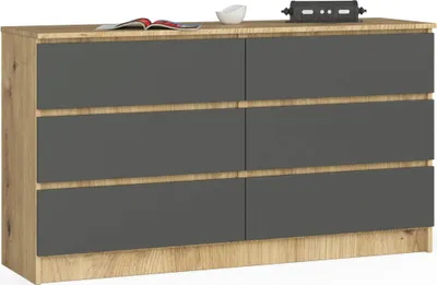 Image de Commode K140 6 tiroirs chêne Artisan gris graphite