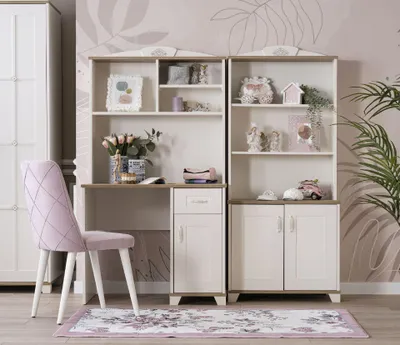 Produktbild von Schreibtisch-Set Freya 3-Teilig in Weiß/Holzoptik