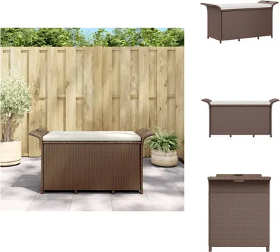 Produktbild von vidaXL Gartenbank mit Kissen Braun 116x46x57 cm Poly Rattan -  Gartenbänke