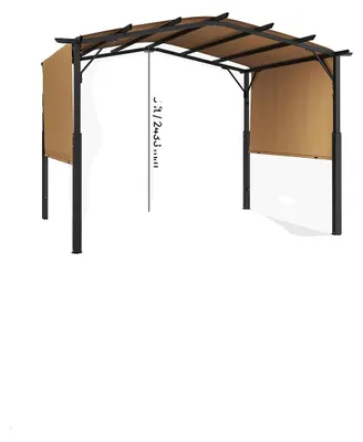Image de Pergola, structure métallique en arc, toit rétractable, 3 x 3 m