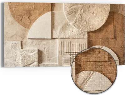 Produktbild von DEQORI Hybrid Leinwand Bild 60x30 cm 'Wüstengeometrie' Wandbild Glas flach modern