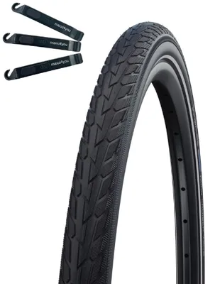 Produktbild von 1 x Schwalbe Road Cruiser K-Guard mit Reflex in Schwarz 42-622 (28.0 x 1.6) inkl. maxxi4you Reifenheber