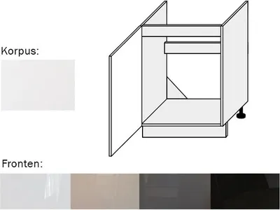 Produktbild von Spülenunterschrank (EST-DZ/60) 1trg 60cm perlweiß matt Acryl Frontfarbe wählbar