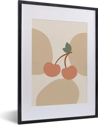 Produktbild von MuchoWow® Gerahmtes Poster Obst - Pastell - Kirschen 30x40 cm - Poster mit Schwarzem Bilderrahmen Wandposter Rahmen Foto Bilder - Wandposter Schlafzimmer