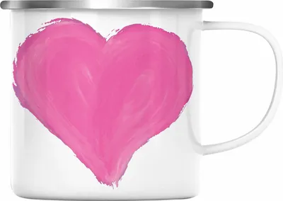 Produktbild von Trendation - Herz Emaille Tasse Valentinstag Emaille Emaille Tasse Geschenk für Sie Ihn Liebe Grafik Paare Freund Freundin (Silber)