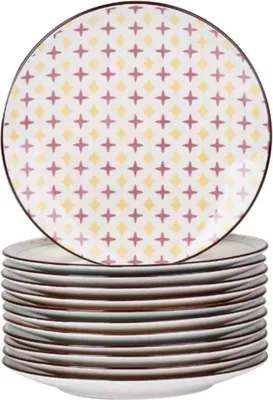 Produktbild von Majesto Marlito Serviesset – 12-teilig – 4 Personen – Bunt – Essteller –  Tafelservice – Tiefe Teller – Frühstücksteller – Servies
