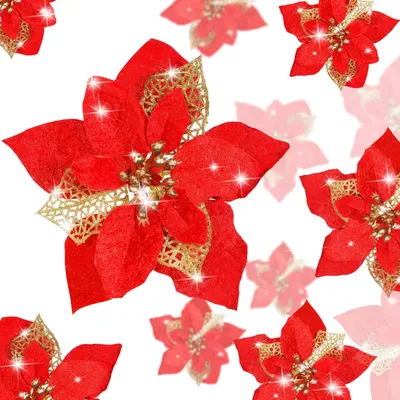Productafbeelding van BOAO, 24 stuks kunstkerststerren met glitter, rood