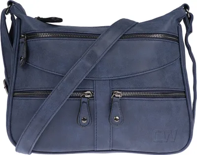 Produktbild von Christian Wippermann Damen Tasche Schultertasche Umhängetasche Crossover Bag Leder Optik Handtasche Blau