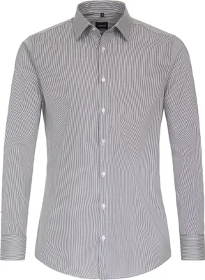 Produktbild von VENTI Herren Businesshemd Langarm Kent Modern-Fit Schwarz gestreift 43