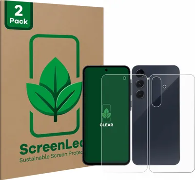 Produktbild von 2x ScreenLeaf Schutzfolie für Samsung Galaxy A55 5G (Display+Rückseite) nachhaltiger Displayschutz Display Schutz Folie Klar Transparent