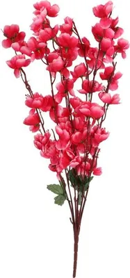 Productafbeelding van Kunstbloem van een rozenstruik met roze bloemen - 7 gedetailleerde bloemen, 56 cm hoog