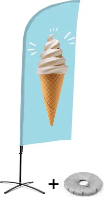 Produktbild von Showdown Displays Beachflag - Komplett-Set - Eis - Kreuzständer - Alu