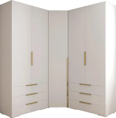 Produktbild von MEBLE KRYSPOL Inova 1 Möbelset Garderobe, 236,7x281,7x47cm - Weiß, Gold