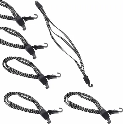 Produktbild von 6er Set Fahrrad Spanngurte mit Haken Elastische Gepäckspanner, 3-in-1 Expander für Fahrrad, Motorrad Gepäck (70-123 cm) Zuverlässiger Gepäckgurt