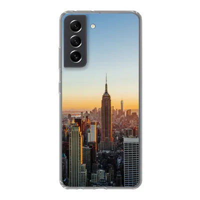 Produktbild von MuchoWow® Handyhülle Schutzhülle Hülle für Samsung Galaxy S21 FE New York - Skyline - Sonnenuntergang Silikon Softcase Handy Hülle - Mobiltelefonhülle