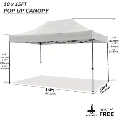 Imagen del producto de Tienda pop-up para fiestas - Tienda para exteriores - Tienda para mercados - Tienda para jardín - Tienda para fiestas - 3,05 x 4,57 metros - Estructura de aluminio