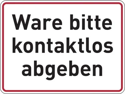 Produktbild von Dreifke® Hinweisschild, Ware bitte kontaktlos abgeben, 150 x 200 mm, PVC 1 Stk.
