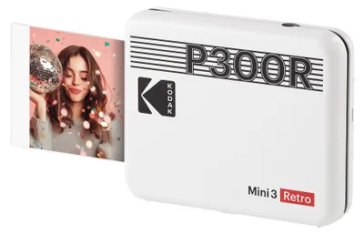 Zdjęcie produktu dla Kodak Mini 3 Square Retro weiss, termosublimacjyjny, Druk bez marginesów, Bluetooth, Bezpośrednie drukowanie, Biały