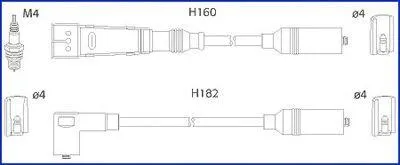 Produktbild von HITACHI 134716 Zündkabelsatz Zündleitungssatz für AUDI 80 (89, 89Q, 8A, B3)