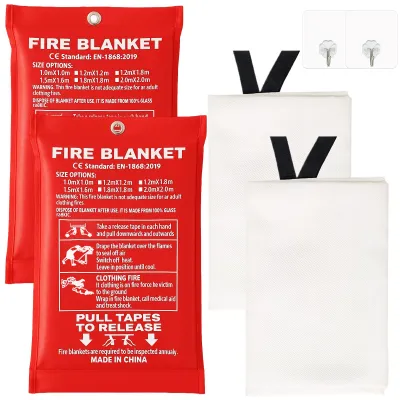 Image de Couverture anti-feu pour cuisine, couverture d'extinction, 1 m x 1 m, couverture anti-feu pour les incendies de graisse
