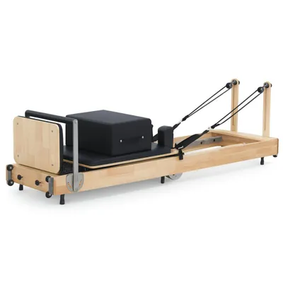 Image de PH Fitness Reformer Pilates Pliable – Bois Massif Premium, Qualité Studio, Rails Silencieux & 5 Ressorts Ajustables