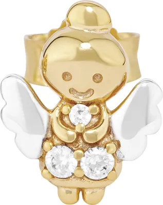 Produktbild von NKlaus Einzel Schutzengel Ohrstecker 333 Gelb Gold 8 Karat Bicolor Zirkonia wieß Ohrring 11987