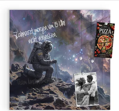 Produktbild von Magnettafel 30x30cm Pinnwand Whiteboard beschreibbar - Astronaut im All