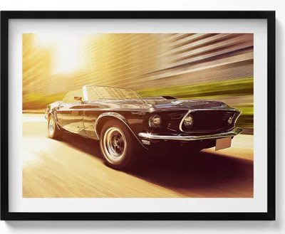 Produktbild von Oldtimer auf dem Weg– Wandbild mit Rahmen – Gerahmtes Bild  – Wanddekoration – 80x60 cm –  Schwarz Rahmen