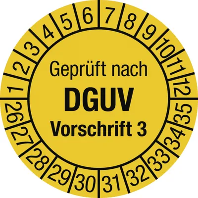 Produktbild von Dreifke® Prüfplakette nach DGUV Vorsch. 3, 2026-2035, Folie, Ø 30 mm,...