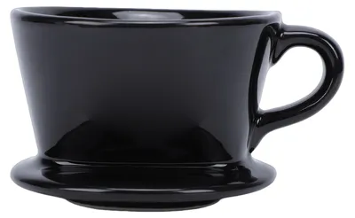 Image de Verseuse en céramique pour café filtre, avec 3 trous en forme de V, pour une préparation manuelle. Idéale pour une tasse, pour une utilisation à la maison, au restaurant ou au café. Couleur : noir. Pour 1 à 2 personnes