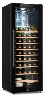 Produktbild von Klarstein Weinkühlschrank, Getränkekühlschrank Schmal, 1 Zone Kühlschrank mit Glastür, Getränkekühlschränke Freistehend, Weinkühlschrank Klein, Weinkühlschränke mit UV-Schutz, 4-18°C, 54 Flaschen