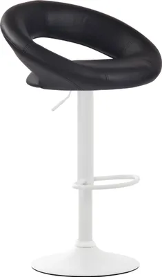 Image de Tabouret de bar CLP Olinda en similicuir, réglable en hauteur et pivotant, noir, structure blanche