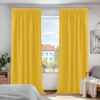 Produktbild von Verdunkelungsgardinen mit Kräuselband, 220x140 cm, Senfgelb, 2er Set
