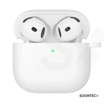 Produktbild von SOONTEC Hülle für AirPods 4 Generation Case Silikon Schutzhülle Kopfhörer Etui Slim Cover in Transparent mit Karabiner-Ring