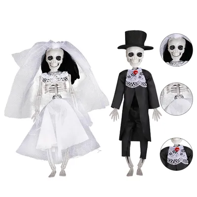 Produktbild von Halloween Skelett 30cm, Braut & Bräutigam, Gruselige Hängedeko