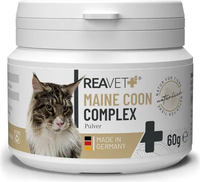 Produktbild von REAVET Maine Coon Complex, Rasse Spezial-Ergänzungsfutter für große Katzen – Main Coon Futter, Maine Coon Futter, artgerechte Rundumversorgung