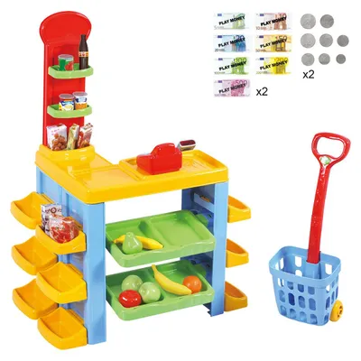 Produktbild von Playgo 50-teiliges Supermarkt-Set mit Einkaufskorb 3246