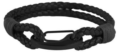 Produktbild von Akzent Uni Armband Jadal aus Echtleder geflochten mit Edelstahl