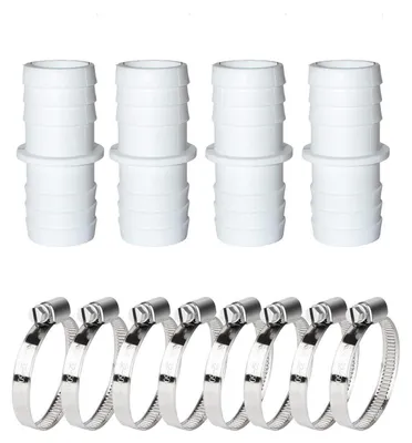 Immagine prodotto di Set di 4 raccordi per tubi, adatti a tubi per piscine con diametro di 38 mm, completo di 8 fascette stringitubo
