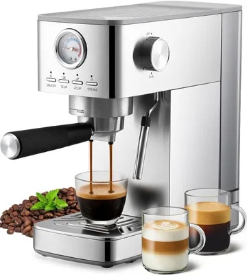 Produktbild von Espressomaschine 15 Bar, Siebträgermaschine,Sichtbares Manometer, mit 1,4L Wassertank