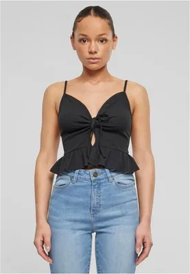 Immagine prodotto di Dámské tílko Urban Classics Donna Waffle Pique Ruffle Top nero - M